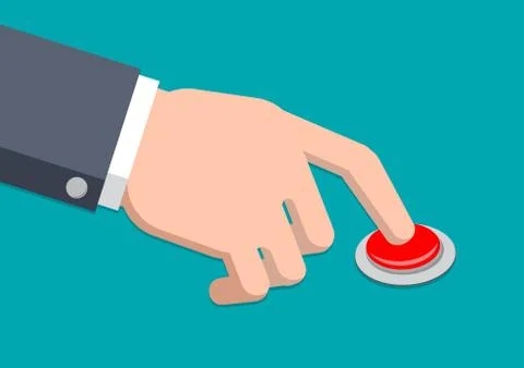 A hand in suit press button - Vector Illustration Stock Illustration