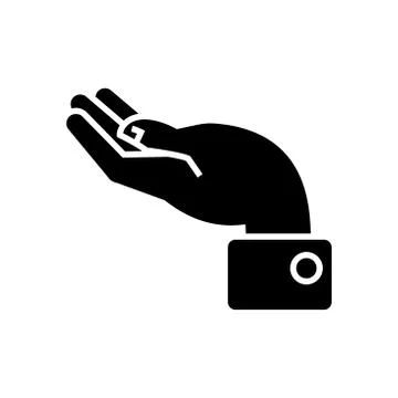 Hand support icon, vector illustration, black sign on isolated background Stock Illustration