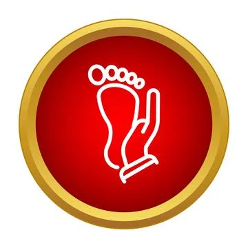 Hand supporting foot outlining reflexology treatment therapy icon Stock Illustration