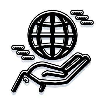 Hand supporting global sphere with data streaming Stock Illustration