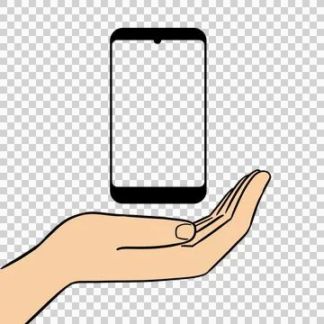 Hand supporting smartphone on a transparent background Transparent mobile ph Stock-Illustration