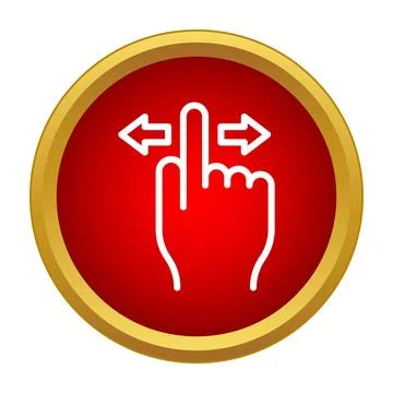 Hand swiping gesture on red button for navigation Stock Illustration