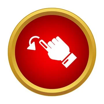 Hand swiping left rotating gesture red button icon Stock Illustration