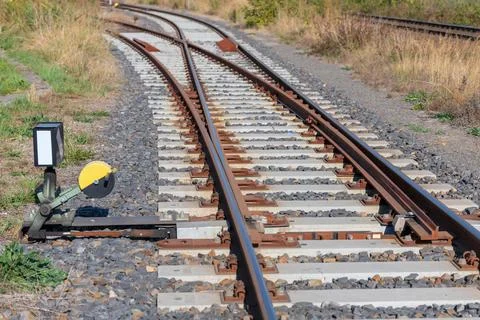 Hand switch in basic position with black-yellow changeover weight Stock Photos