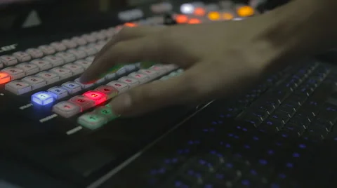 Hand switches camera on the controller Stock Footage 69054363