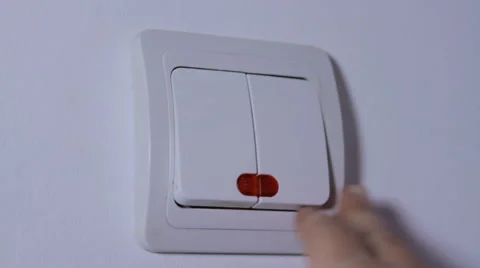 Hand Switching On The Light, Double Switch, Apartment, Detail Stock Footage 43232048