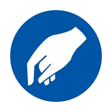 Hand Symbol in Blue Circle Signifying Care and Support Stock Illustration