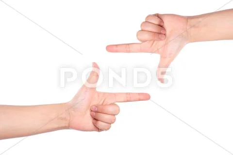 Hand symbol frame on white background Stock Photos