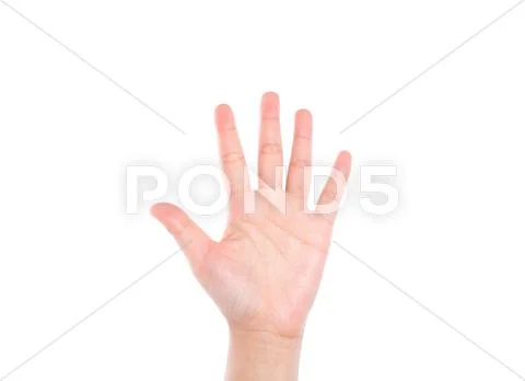 Hand symbol that means five on white background Stock Photos