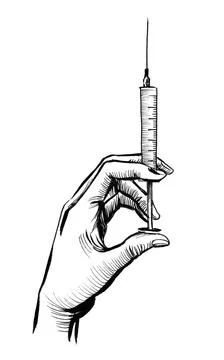 Hand with syringe Stock Illustration