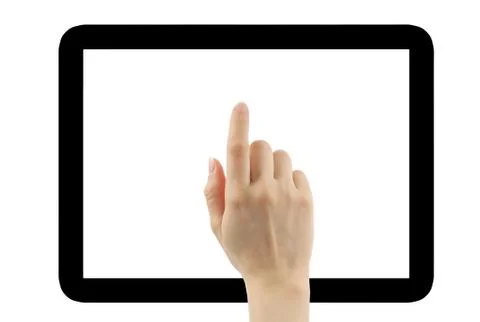 Hand with tablet pc frame Stock Photos