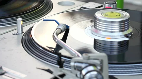 Hand take of the audio disk, stop music Stock Footage 32515173