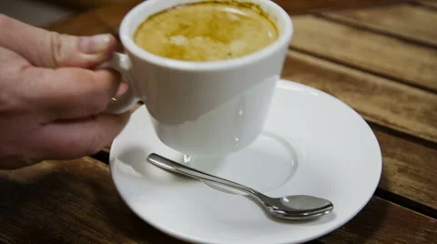 Hand take a cup of coffe Stock Footage 44549758