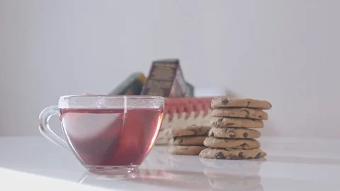 Hand take cup of red tea Stock Footage 120746332