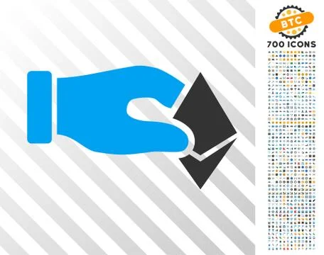 Hand Take Ethereum Flat Icon with Bonus Illustrazione stock