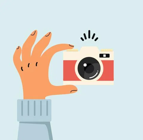 Hand take photo camera vector Stock Illustration