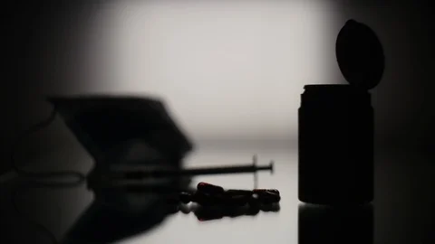 Hand takes the face mask from the table Stock Footage 125490348