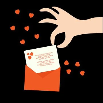 The hand takes out a postcard from the envelope with congratulations. Stock Illustration
