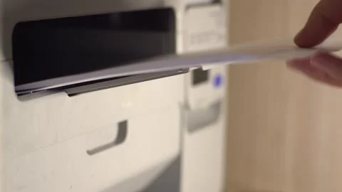 Hand takes the printed text from the printer Stock Footage 139689270