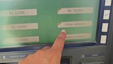Hand Taking Cash From ATM Machine Bank Withdrawal Service 4K Footage Stock Footage 265535614