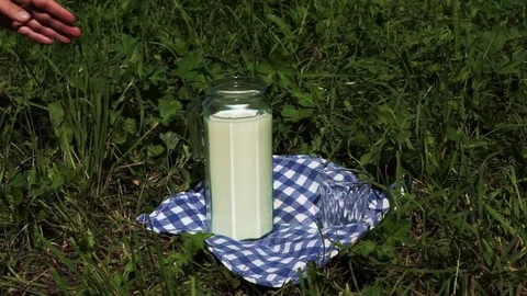 Hand taking milk Stock Footage 72789000
