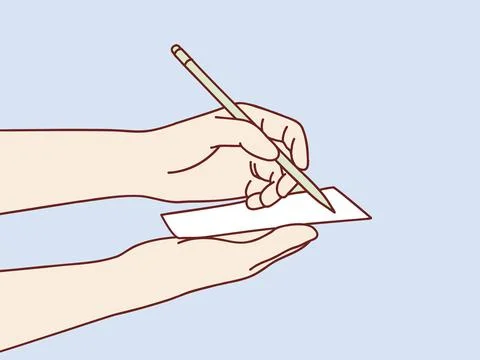 Hand taking notes in blank paper simple korean style illustration Stock Illustration
