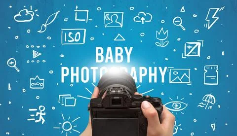 Hand taking picture with digital camera Foto stock