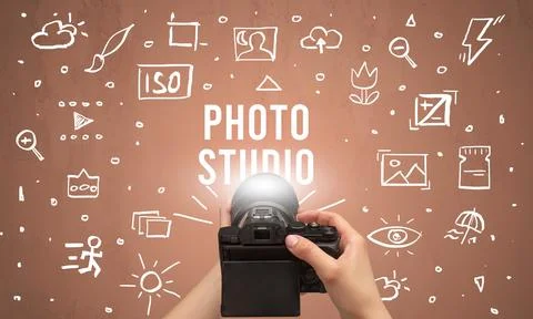 Hand taking picture with digital camera Stock Photos