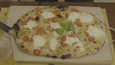 Hand Taking Pizza Slices Stock Footage 87204382