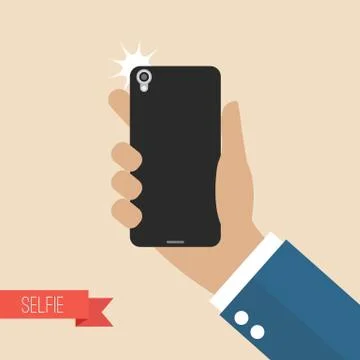 Hand taking selfie with smartphone Stock Illustration