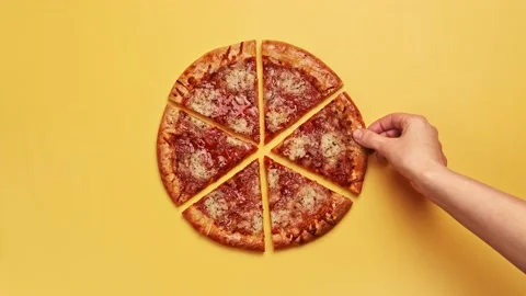 Hand taking slice of vegetarian pizza with vegan cheese Stock Footage 145266639