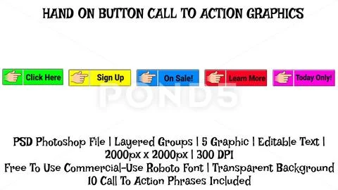 Hand Tapping Button Call To Action Button, Video Creator Graphic Template PSD Template