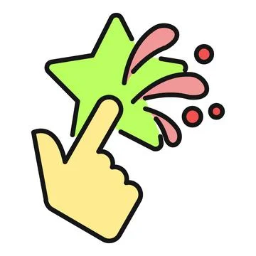 Hand tapping green star icon for feedback rating Stock Illustration