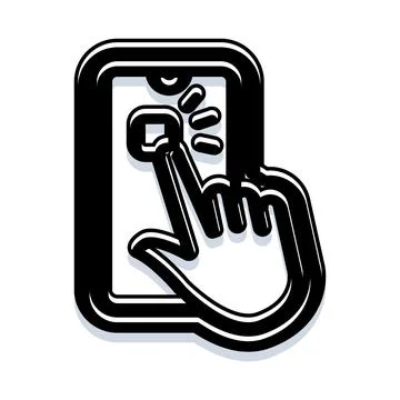 Hand tapping mobile screen displaying app interface Illustrazione stock