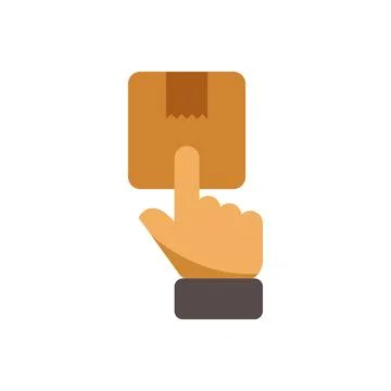 Hand tapping package for delivery service icon Stock Illustration