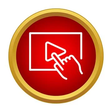 Hand tapping play button on video player screen Stock Illustration