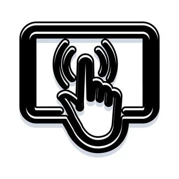 Hand tapping screen icon representing digital interaction イラスト素材