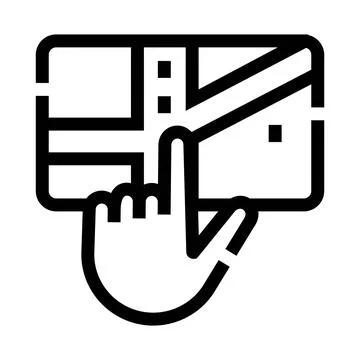 Hand tapping screen with interface location map icon Illustrazione stock