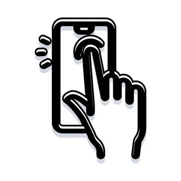 Hand tapping smartphone screen digital interface concept Stock Illustration