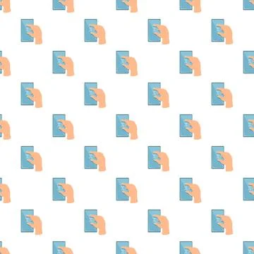 Hand tapping smartphone seamless pattern digital communication Stock Illustration