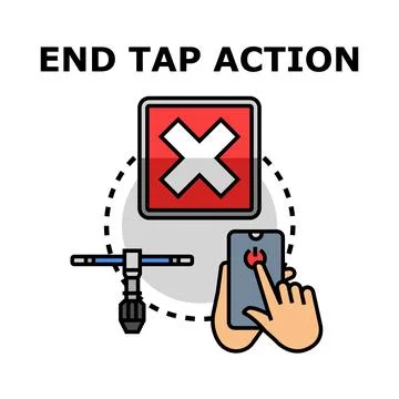Hand tapping smartphone stopping automated process concept Stock Illustration