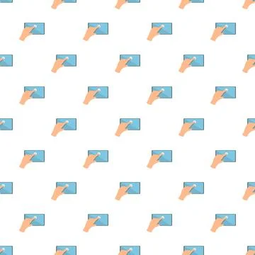 Hand tapping smartphone touchscreen seamless pattern Stock Illustration