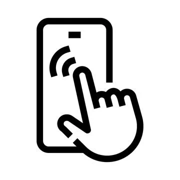 Hand tapping touchscreen smartphone communicating digital concept Stock Illustration
