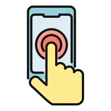 Hand tapping touchscreen smartphone interface icon illustration 스톡 일러스트