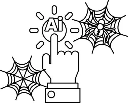 Hand taps AI icon, emitting light rays 스톡 일러스트