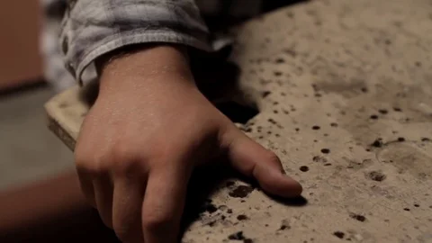 Hand taps on the table close-up Stock Footage 71367175