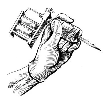Hand with tattoo machine Stock Illustration