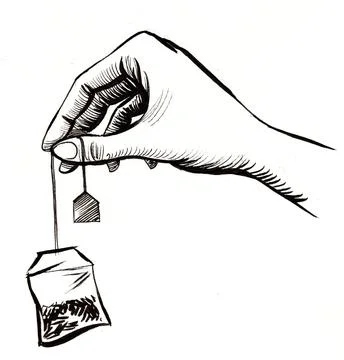 Hand with tea bag Illustrazione stock