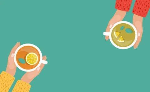 Hand with Tea Cup Flat Design  Illustration Stock Illustration