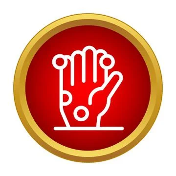 Hand with technology sensor points icon in red circle イラスト素材